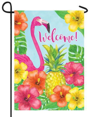 Flamingo Pineapple and Hibiscus Garden Flag