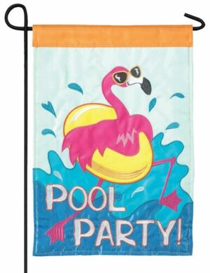 Flamingo Pool Party Double Applique Garden Flag