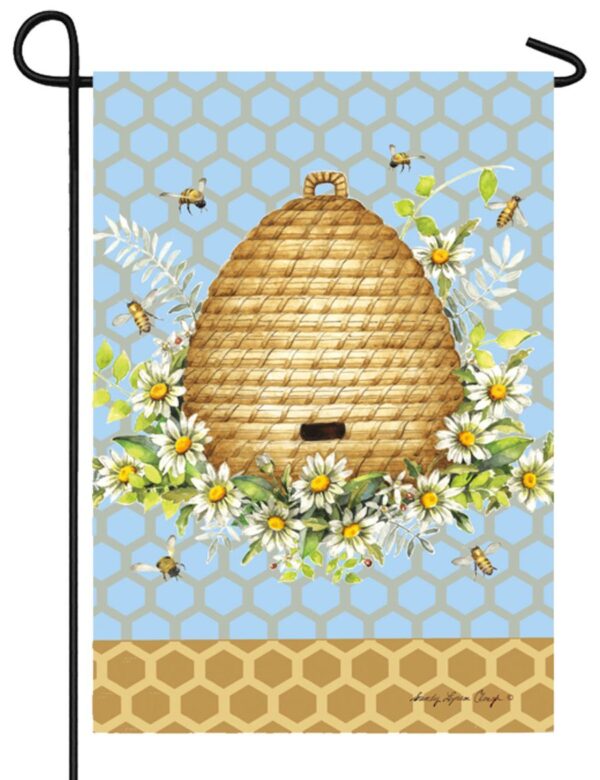 Floral Bee Hive Suede Reflections Garden Flag