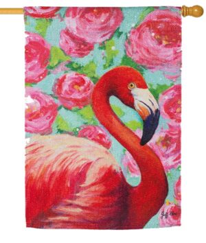 Floral Flamingo Suede Reflections House Flag