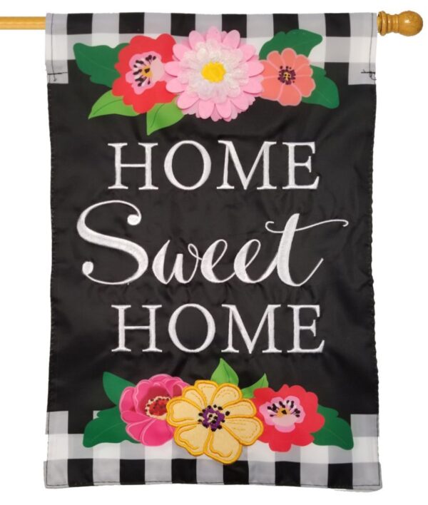 Floral Home Sweet Home Applique House Flag