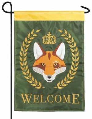 Fox Crown Welcome Double Applique Garden Flag