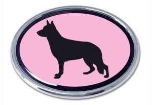 German Shepherd Pink and Chrome Car Emblem