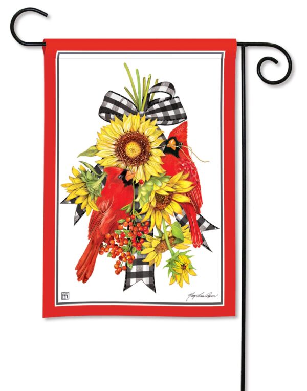 Gingham Cardinals and Sunflowers Garden Flag - I AmEricas Flags