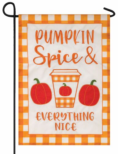 Gingham Pumpkin Spice Double Applique Garden Flag