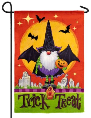 Gnomes in Costume 2-Sided Suede Reflections Garden Flag Side 1 Vampire
