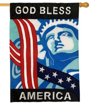 God Bless America Applique House Flag