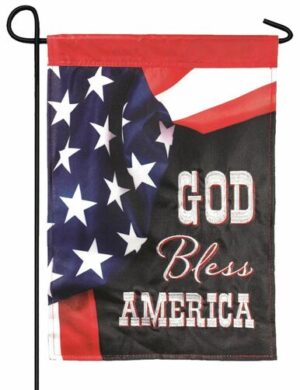 God Bless America Printed Applique Garden Flag