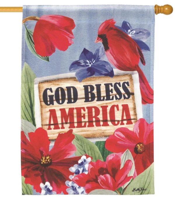 God Bless America Redbird House Flag