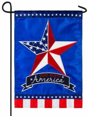God Bless America Star Applique Garden Flag