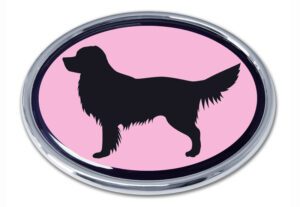 Golden Retriever Pink and Chrome Car Emblem