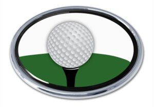 Golf Ball Tee Chrome Car Emblem