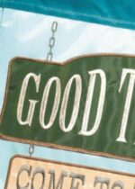 Good Things Those Who Bait Double Applique Garden Flag Detail