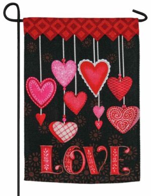 Hanging Love Hearts Textured Suede Garden Flag