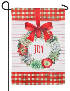Holiday Succulents Wreath Suede Reflections Garden Flag