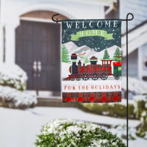 Home For The Holidays Train Suede Reflections Garden Flag Live