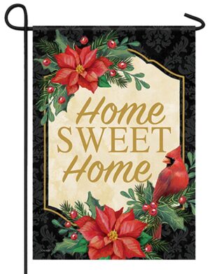 Home Sweet Home Poinsettia Cardinal House Flag