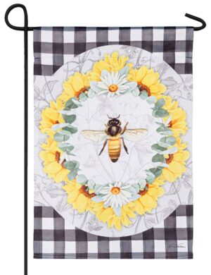 Honey Bee Flowers Suede Reflections Garden Flag