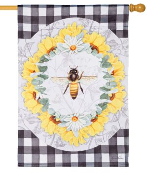 Honey Bee Flowers Suede Reflections House Flag