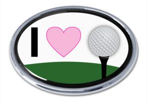 I Heart Golf Chrome Car Emblem