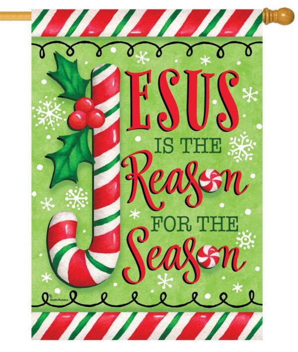 Jesus is the Reason Candy Cane House Flag