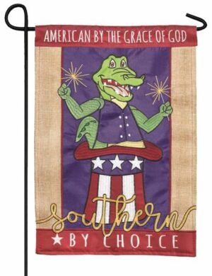 July 4th Alligator Double Applique Garden Flag