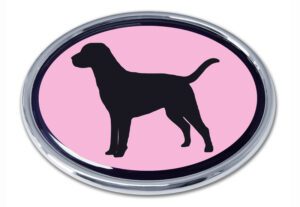 Labrador Retriever Pink and Chrome Car Emblem