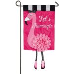 Let's Flamingle Sculpted Applique Garden Flag