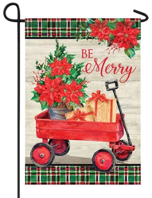 Lil' Red Christmas Wagon Garden Flag