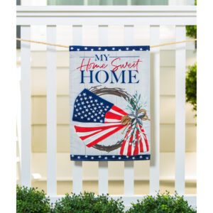 Linen American Flag Wreath Decorative Garden Flag