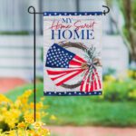 Linen American Flag Wreath Decorative Garden Flag