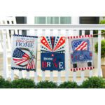 Linen American Flag Wreath Decorative Garden Flag
