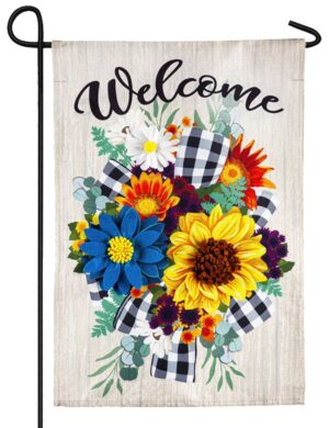Linen Buffalo Check Floral Swag Decorative House Flag