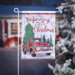 Linen Christmas Plaid Truck Decorative Garden Flag Live