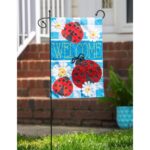Linen Ladybug Plaid Welcome Decorative Garden Flag