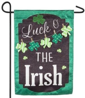 Linen Luck O' The Irish Chalkboard Decorative Garden Flag