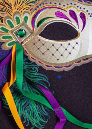Linen Mardi Gras Mask Decorative Garden Flag Detail 1