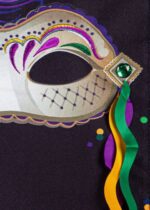 Linen Mardi Gras Mask Decorative Garden Flag Detail 2