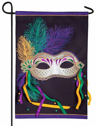 Linen Mardi Gras Mask Decorative Garden Flag