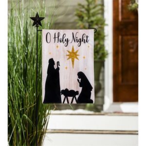 Linen Nativity Silhouette Decorative Garden Flag