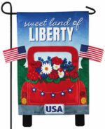 Linen Red Liberty Pickup Truck Decorative Garden Flag