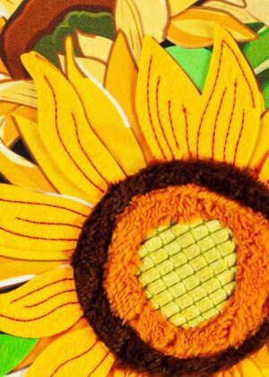 Linen Sunflowers and Checks Decorative Garden Flag Flower Detail