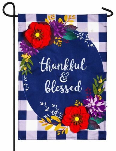 Linen Thankful and Blessed Decorative Garden Flag