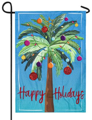 Linen Tropical Christmas Tree Decorative Garden Flag