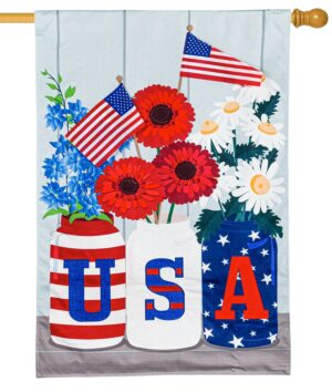 Linen USA Mason Jars Decorative House Flag