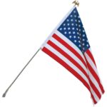 Low Cost Printed Polyester USA Flagpole Kit Silver