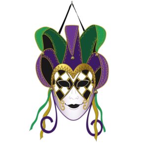 Mardi Gras Jester Mask Decorative Door Hanger