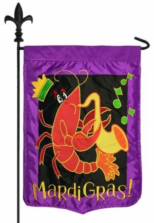 Mardi Gras Saxophone Crawfish Double Applique Garden Flag