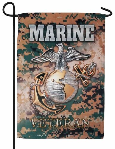 Marine Veteran Camouflage Sublimated Garden Flag