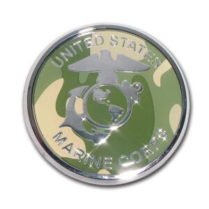 Marines Camouflage Seal Chrome with Color Car Emblem